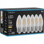 Mexen Vintis 6x LED siūlų lemputė E27, C35, 6W, &Scaron;ilta - 2700K, 720 lm, permatoma - L154-E27-0627-00x06