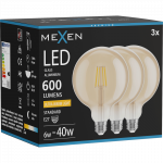 Mexen Vintis 3x LED E27, G125, 6W, &Scaron;iltai balta - 2200K, 600 lm, gintarinė - L158-E27-0622-50x03