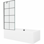 Mexen Cube stačiakampė vonia 180 x 80 cm su plok&scaron;tuma ir vienos dalies 80 cm pločio sienele, juodas ra&scaron;tas
