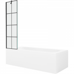 Mexen Vega stačiakampė vonia 150 x 70 cm su apdaila ir vienos dalies 50 cm ekranu, juodas ra&scaron;tas - 550115070X9505007077