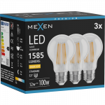 Mexen Vintis 3x LED kaitinamosios lemputės E27, A60, 12W, &Scaron;ilta - 2700K, 1585 lm, skaidri - L150-E27-1227-00x03