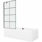 Mexen Cube stačiakampė vonia 180 x 80 cm su apdaila ir vieno sparno sienele 90 cm, juodas ra&scaron;tas - 550518080X9509007077