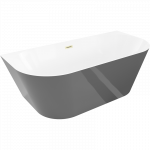 Mexen Oval Sim laisvai pastatoma prie sienos vonia 170 x 80 cm, balta/pilka, perpylimas &scaron;lifuota auksinė - 52661708062-55