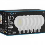 Mexen Vintis 6x LED siūlo lemputė E27, G125, 12W, Neutralus - 4000K, 1560 lm, skaidrus - L158-E27-1240-00x06