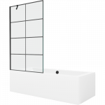 Mexen Cube stačiakampė vonia 180 x 80 cm su apdaila ir 1-dalių pertvara 100 cm, juodas ra&scaron;tas - 550518080X9510007077