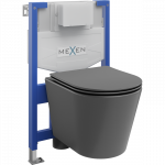 Mexen potinkinis WC komplektas Fenix XS-F su Rico tualeto dubeniu ir lėtai nusileidžiančiu dangčiu, tamsiai pilka matinė - 6803?
