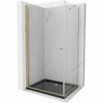 Mexen Pretoria važiuoklės du&scaron;o kabina 100 x 80 cm, permatoma, auksinė + lėk&scaron;tė Flat, juoda - 852-100-080-50-00-4070G