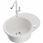 Mexen Kevin granito virtuvės kriauklė su 1 skyreliu ir nusausinimo plok&scaron;te bei Flora virtuviniu mai&scaron;ytuvu, baltas - 6517-20-670?