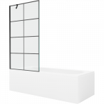 Mexen Vega stačiakampė vonia 150 x 70 cm su apdaila ir vienos dalies 90 cm pertvara, juodas ra&scaron;tas - 550115070X9509007077