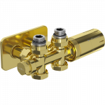 Mexen G05 termostatinis komplektas kampinis/tiesus su S, Duplex, DN50, auksinis danga - W908-958-910-50