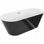 Mexen Flavia laisvai pastatoma vonia 150 x 75 cm, balta/juoda, auksinis persipylimas - 54031507575-50