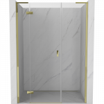 Mexen Mist-H L kairios pusės du&scaron;o durys 160 cm, skaidrios, auksinės - 8A5L-160-001-50-00-L