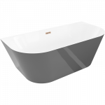 Mexen Oval Sim laisvai pastatoma vonia prie sienos 170 x 80 cm, balta/pilka, perpylimas rožinis auksas - 52661708062-60