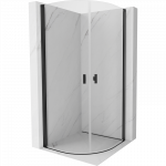 Mexen Mist pusapvalė du&scaron;o kabina su atveriamomis durimis 80 x 80 cm, skaidri, juoda - 8A31-080-080-70-00