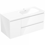 Mexen Orio vonios spintelė 100 cm su praustuvu Vela de&scaron;inė, 2S, 1D, balta blizgi - 91A13-10047-3-BBFFF00-W23P00