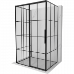 Mexen Rox-3S trijų sienelių du&scaron;o kabina su stumdomomis durimis, kairinė, 120 x 75 cm, juodos spalvos tinklelis, juoda