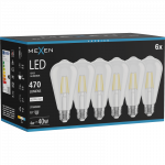 Mexen Vintis 6x LED gijų lemputė E27, ST64, 4W, Neutralus - 4000K, 470 lm, skaidri - L152-E27-0440-00x06