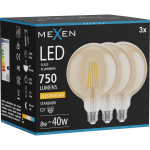 Mexen Vintis 3x LED siūlų lemputė E27, G125, 8W, &Scaron;ilta - 2200K, 750 lm, gintarinė - L158-E27-0822-50x03
