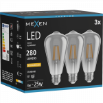 Mexen Vintis 3x LED lemputė filamentinė E27, ST64, 4W, &Scaron;ilta - 2200K, 300 lm, dūminė - L152-E27-0422-70x03