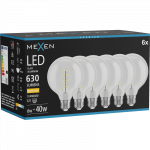 Mexen Vintis 6x Filamentinė spiralė LED lemputė E27, G95, 6W, &Scaron;ilta - 2700K, 630 lm, skaidri - L167-E27-0627-00x06