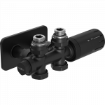 Mexen G05 termostatinis kampinis arba tiesus komplektas su S dangteliu, Duplex, DN50, juodas - W908-958-910-70