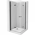 Mexen Lima Duo sulankstomas du&scaron;o kabina 70 x 70 cm, skaidri, juoda + Flat padėklas - 856-070-070-70-02-4010B