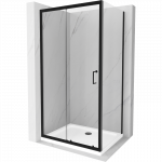 Mexen Apia stumdomas du&scaron;o kabinas 140 x 70 cm, skaidrus, juodas + plok&scaron;čias padėklas, baltas- 840-140-070-70-00-4010B