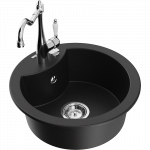 Mexen Diego granitinis 1 kamerinis virtuvės kriauklė su Carla mai&scaron;ytuvu, juodas - 6512-77-670700-00