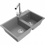 Mexen Tomas dviejų kamerų granito plautuvė su Duero virtuviniu mai&scaron;ytuvu, pilka - 6516-71-671600-00