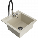 Mexen Vito granito plautuvė 1-sekcijinė su virtuviniu mai&scaron;ytuvu Aster, smėlio - 6503-69-73450-07-B