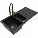 Mexen Andres granitinis plautuvė 1,5 kamerų su nuvarvėtoju ir virtuviniu mai&scaron;ytuvu Aster, juodas - 6515-77-73450-57-B