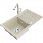 Mexen Pablo granito plautuvė 1 skyrelio su nusausintoju ir virtuviniu mai&scaron;ytuvu Flora, smėlio - 6510-69-670401-09