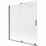 Mexen Velar dviejų dalių stumdomas du&scaron;o pertvaras 150 x 150 cm, matinė, &scaron;lifuota ginkluota pilka - 896-150-000-31-66