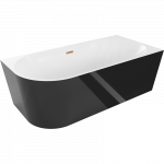 Mexen Mia laisvai pastatoma kampinė vonia, de&scaron;inė pusė, 180 x 80 cm, balta/juoda, &scaron;epečio varis - 52691808075P-65