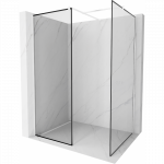 Mexen Kioto du&scaron;as sienelė Walk-in 130 x 80 cm, juodas rėmelis, baltas - 800-130-202-20-70-080