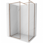Mexen Kioto-F du&scaron;o sienelė Walk-in su rėmu 150 x 110 cm, permatoma 8 mm, rožinis auksas - 800-150-202-04-60-110