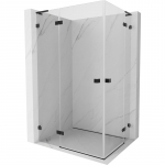 Mexen Lunar L Duo kairioji atvira du&scaron;o kabina 90 x 75 cm, permatoma, juoda - 834L-090L-075P-70-00