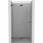 Mexen Lunar-F sulankstomos du&scaron;o durys, kairė pusė 85 cm, permatomos, &scaron;viesus metalas - 836-085-000-95-00-L