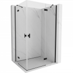 Mexen Mist-H Duo de&scaron;inė pusė prausyklės kabina 110 x 115 cm, permatoma, juoda - 8A5-110L-115P-70-00