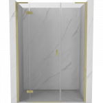 Mexen Mist-H L kairioji varstoma du&scaron;o durys 130 cm, permatomos, matinės auksinės - 8A5L-130-001-55-00-L