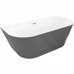 Mexen Oris laisvai stovinti prie sienos rifliuota vonia 150 x 75 cm, balta/pilka, varinis perbraukimas - 52871507562-65