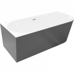 Mexen Silo laisvai pastatoma kairinė rifliuota vonia 170 x 80 cm, balta/pilka, aukso spalvos matinė pralaida - 52891708062L-55