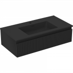 Mexen Rivel vonios spintelė 90 cm su Otis praustuvu, 1 stalčius, rifliuota, juoda matinė - 91A20-09023-1-BF71-W18M71