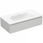 Mexen Rivel vonios spintelė 90 cm su praustuvu Vela, 1 stalčius, grioveliai, pilka matinė/balta matinė - 91A20-09023-1-BF62-W23?