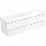 Mexen Orio vonios spintelė 140 cm su praustuvu Vela, 2 stalčiai, blizgi balta - 91A10-14047-2-BFF00-W23M00