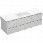 Mexen Rivel vonios spintelė 140 cm su praustuvu Otis, 2 stalčiai, rifliuotas, pilkai matinė/balta matinė - 91A20-14047-2-BFF62-W