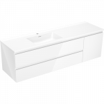 Mexen Orio vonios kambario spintelė 160 cm su Otis kriaukle kairės pusės, 2S, 1D, balta blizgi - 91A13-16047-3-BBFFF00-W18L00