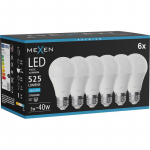 Mexen Nova 6x LED lemputė E27, A60, 5W, &Scaron;alta - 6500K, 525 lm - L100-E27-0565-01x06