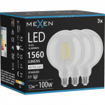 Mexen Vintis 3x LED siūlų kaitinimo lempa E27, G125, 12W, Neutrali - 4000K, 1560 lm, skaidri - L158-E27-1240-00x03