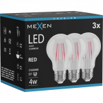 Mexen Vintis 3x LED gija E27 lemputė, A60, 4W, 55 lm, raudona - L150-E27-04XX-45x03